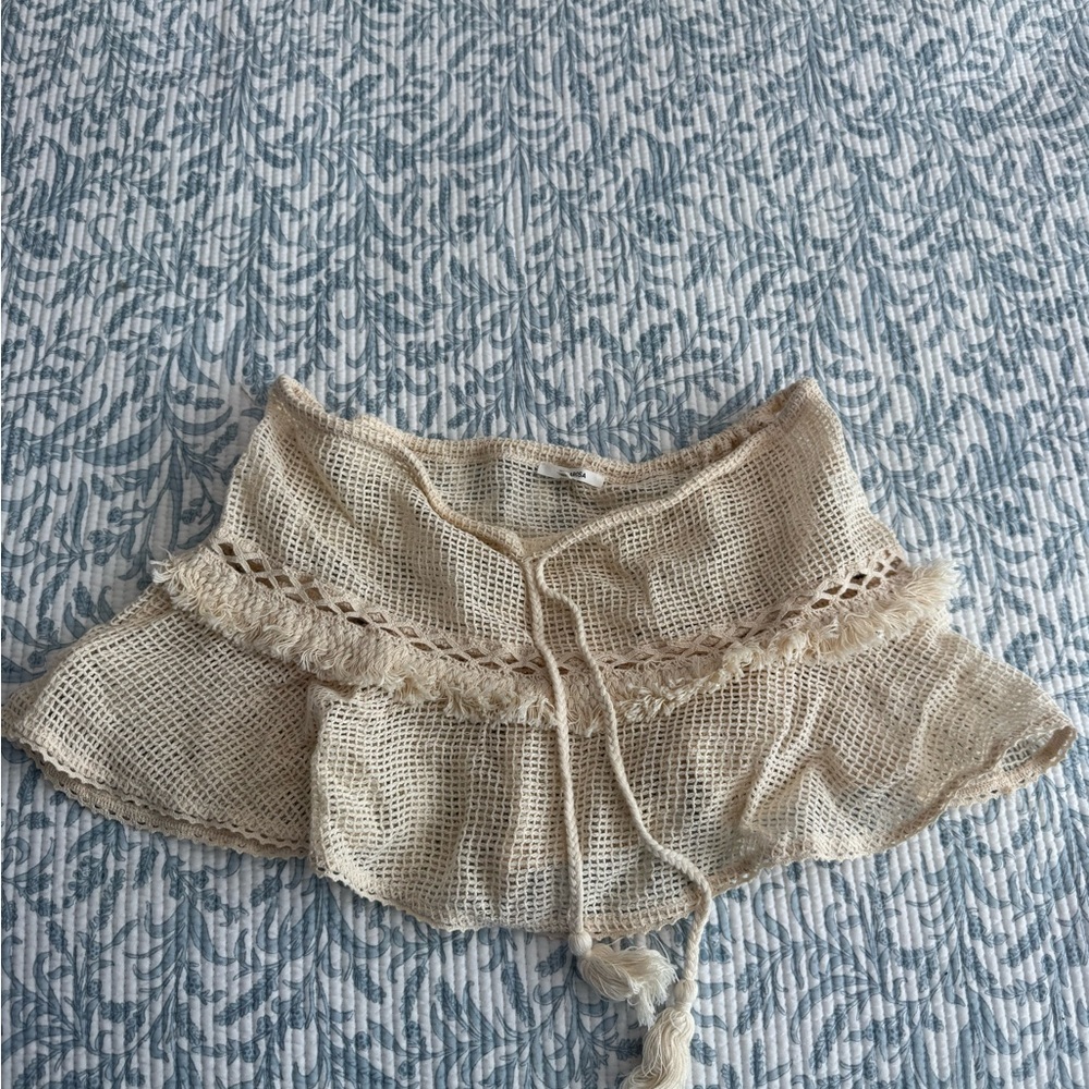 Tularosa Cream Crochet Beach Coverup Skirt